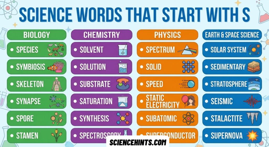 Science Words That Start With S