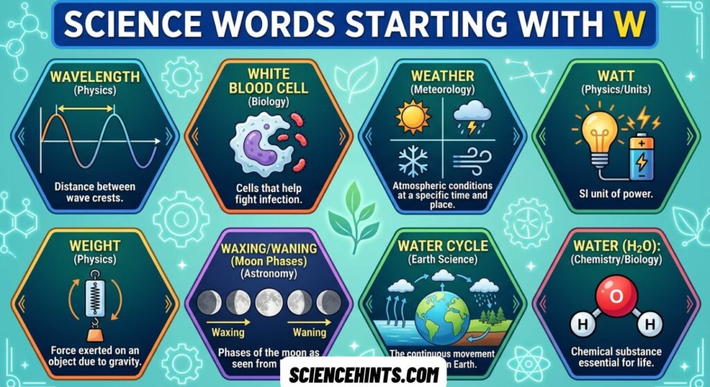 Science Words That Start With W